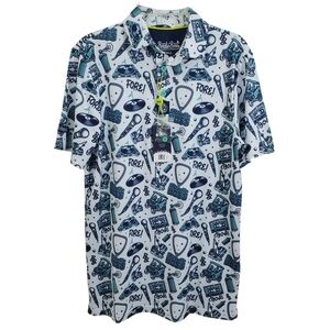 NWT Birdie Boss Straight Outta Bounds Golf Polo Performance Shirt Blue Small